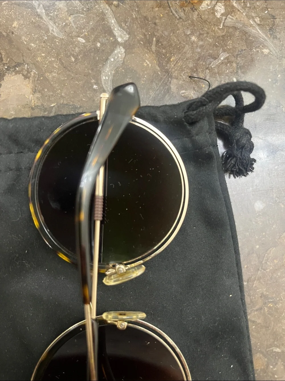 Balmain Gold Round Sunglasses with Gold Mirrors
